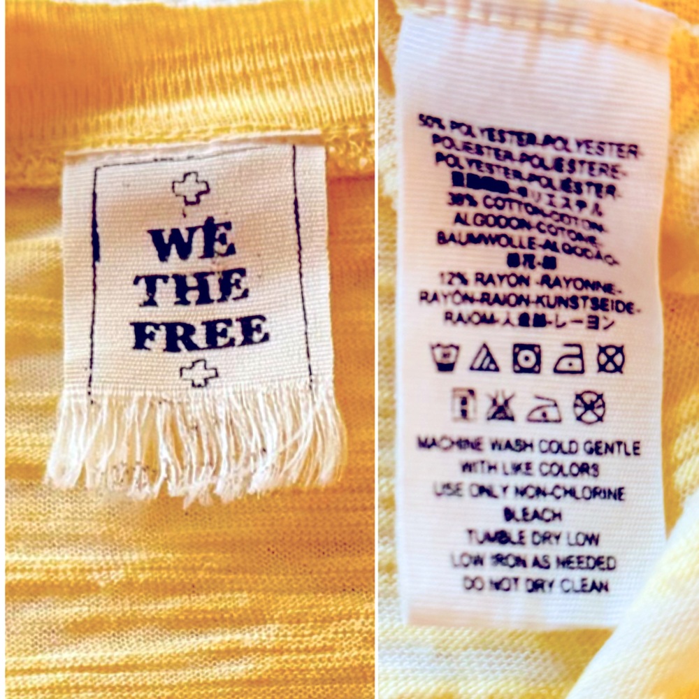 FREE PEOPLE We The Free Burnout Boyfriend T-shirt Yellow Short Sleeve CutOut Tee - Picture 14 of 16